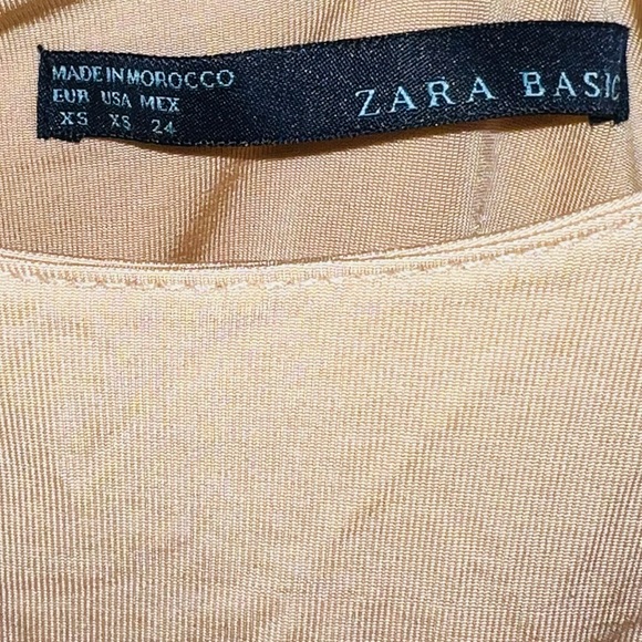 ZARA Slip Nude Dress Sleeveless Dress Rosette Floral Ruffled Skirt Size XS - Picture 4 of 5